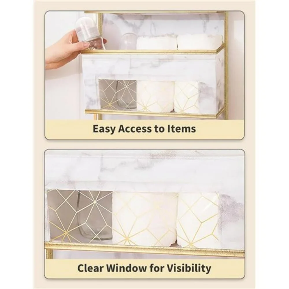 Over Door Hanging Organizer 5 Shelf Marble Closet Storage for Bathroom Nursery